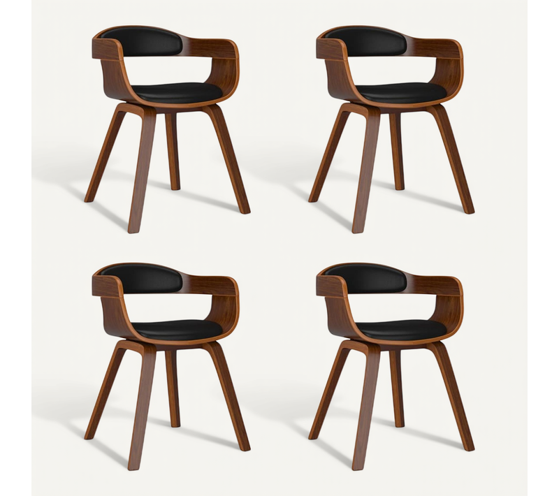 Chaises À Manger Lot De 4 Noir Bois Courbé Et Simili