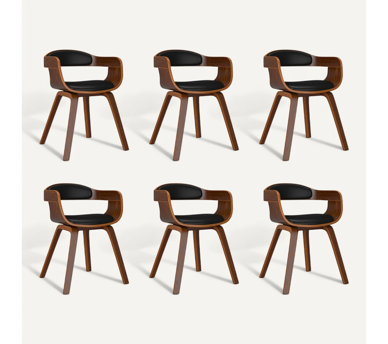 Chaises À Manger Lot De 6 Noir Bois Courbé Et Simili
