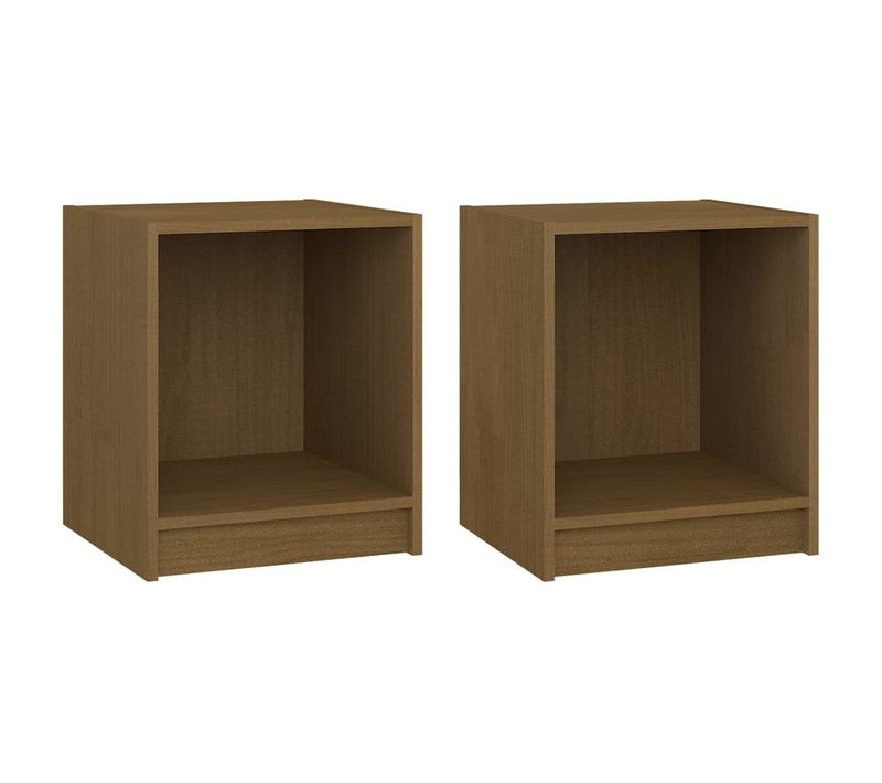 Tables De Chevet 2 Pièces Marron Miel 35,5x33,5x41,5 Cm Pin Massif