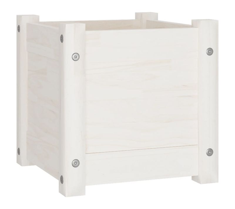 Jardinière D'extérieur Blanc 31x31x31 Cm Bois De Pin Massif