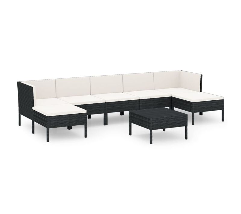 Salon De Jardin 8 Pièces Avec Coussins Résine Tressée Noir Modulaire