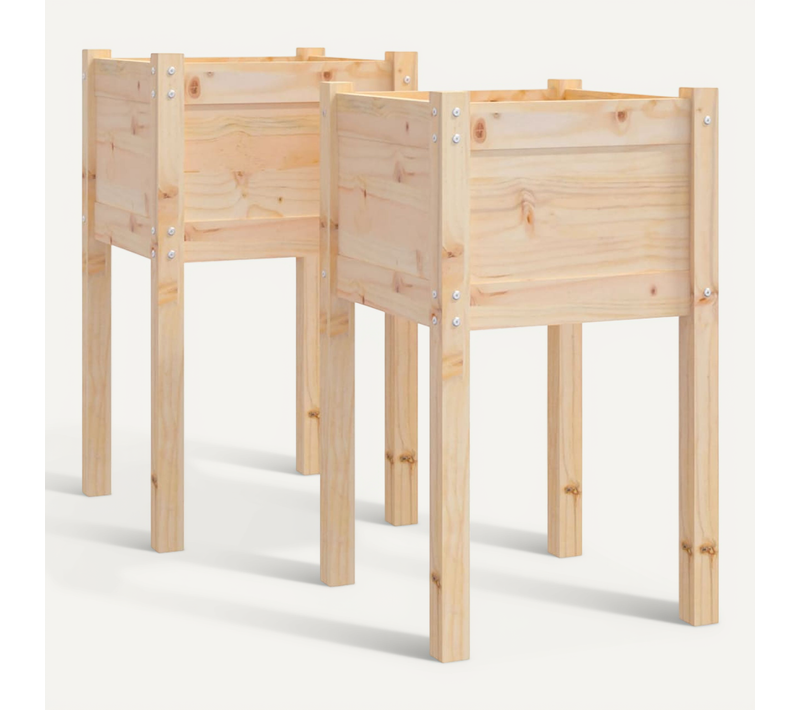 Jardinières D'extérieur 2 Pièces 40x40x70 Cm Bois De Pin Massif