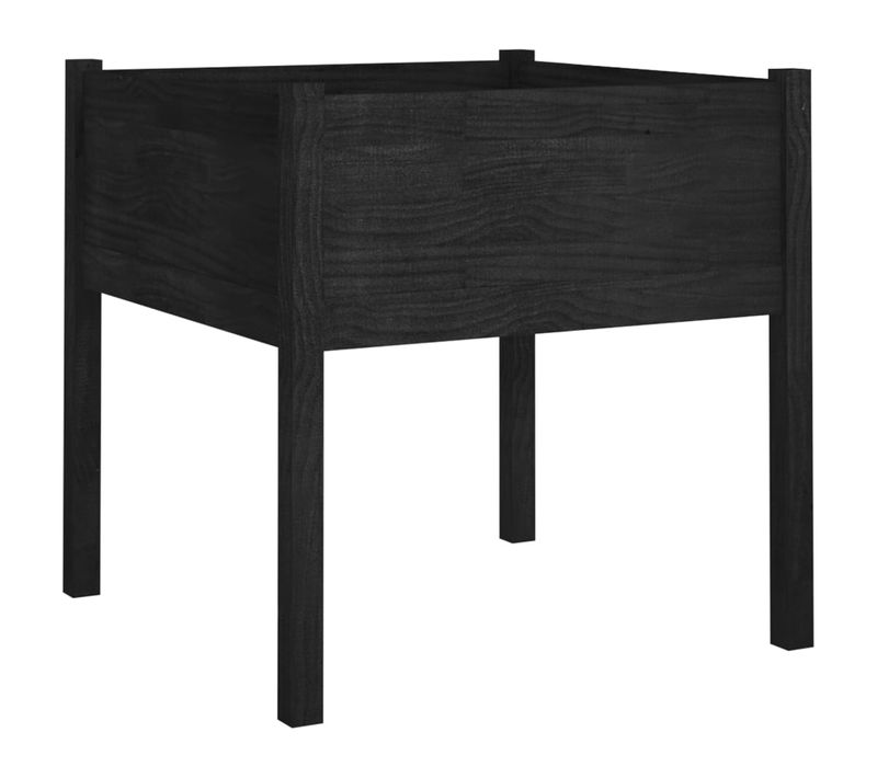 Jardinière D'extérieur Noir 70x70x70 Cm Bois De Pin Massif