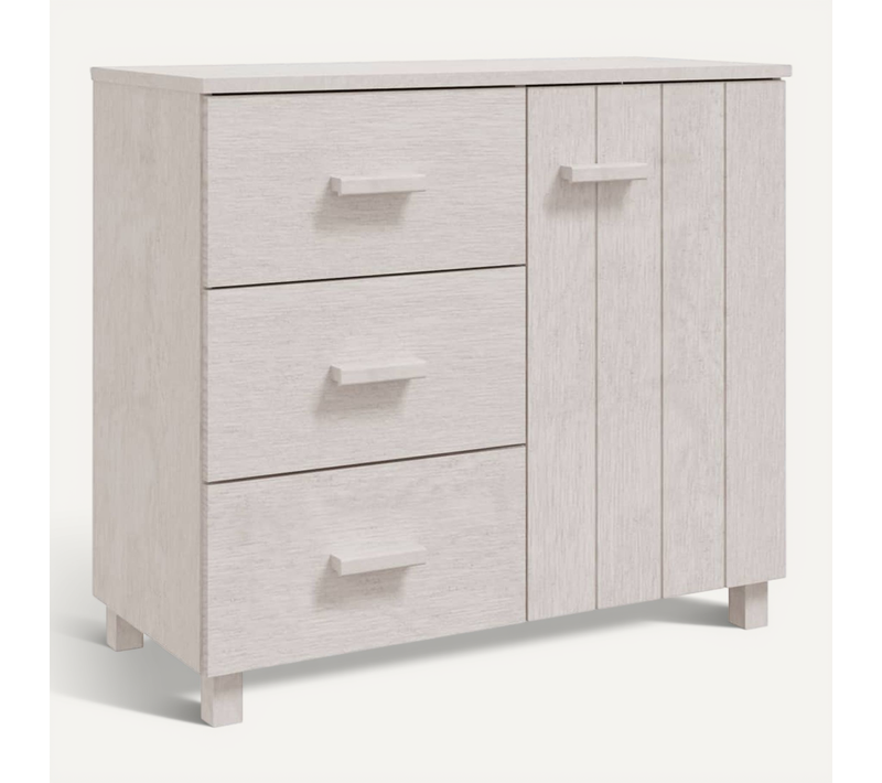 Buffet Hamar Blanc 90x40x80 Cm Bois Massif De Pin
