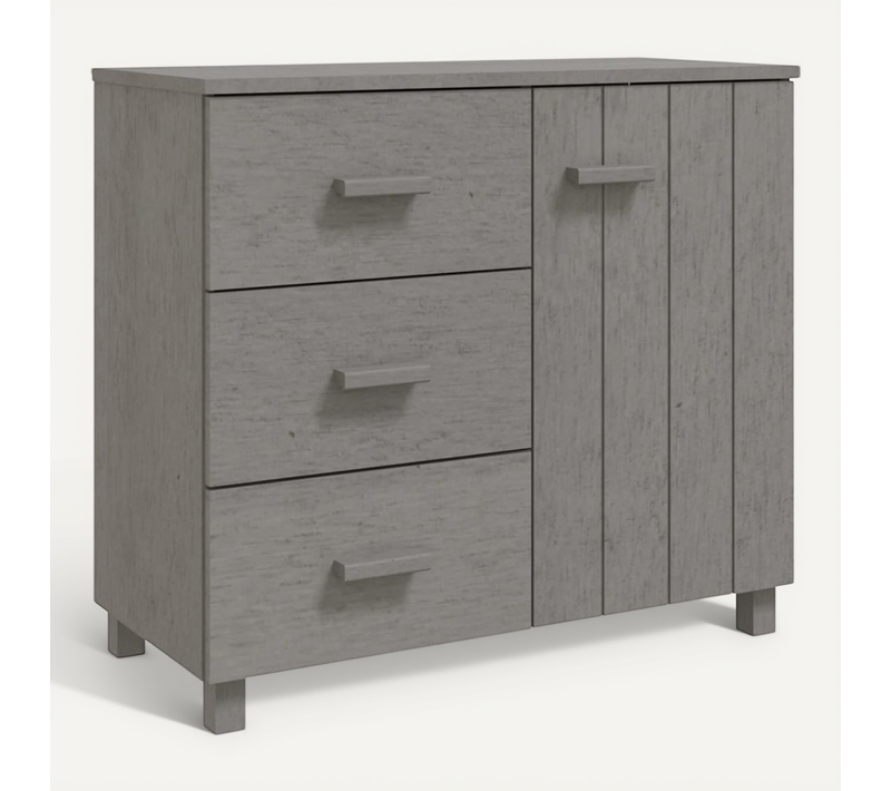 Buffet Hamar Gris Clair 90x40x80 Cm Bois Massif De Pin