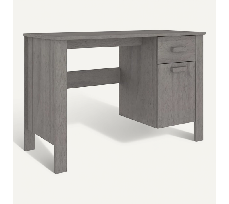 Bureau Hamar Gris Clair 113x50x75 Cm Bois Massif De Pin