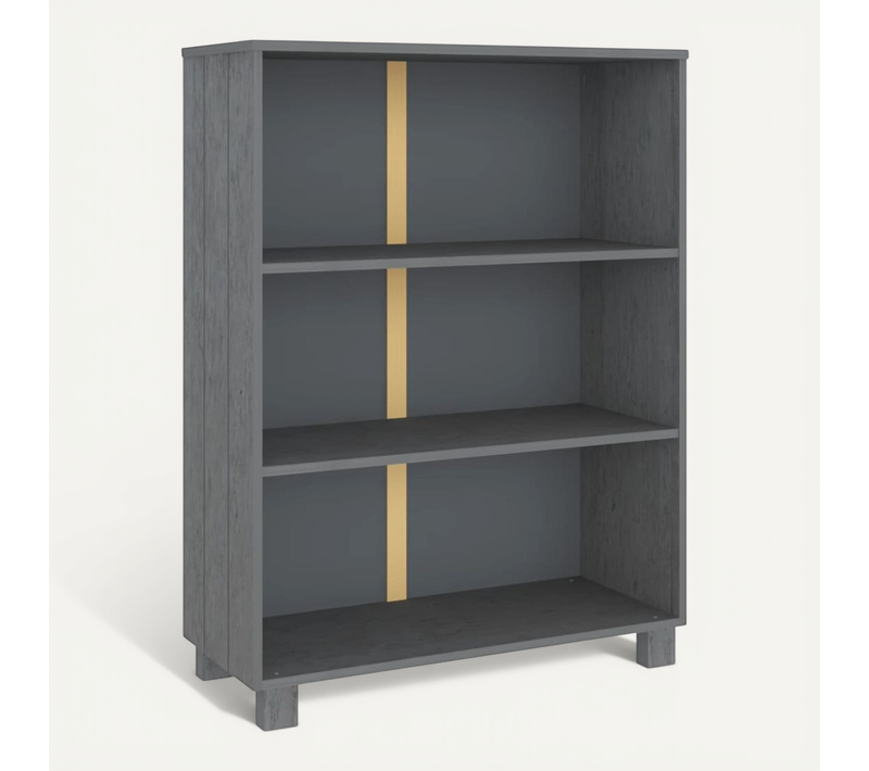 Bibliothèque Hamar Gris Foncé 85x35x112 Cm Bois De Pin Massif