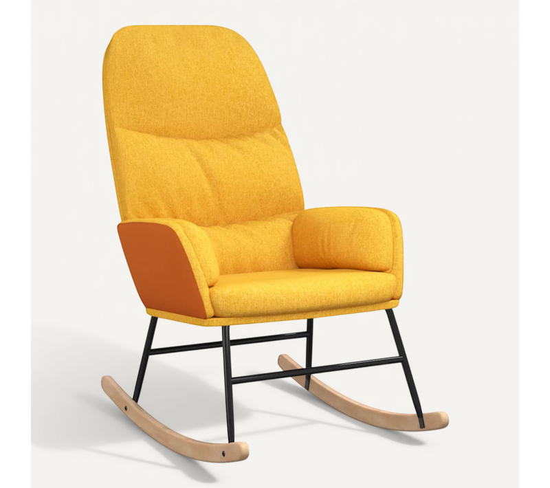 Chaise à Bascule Jaune Moutarde Tissu
