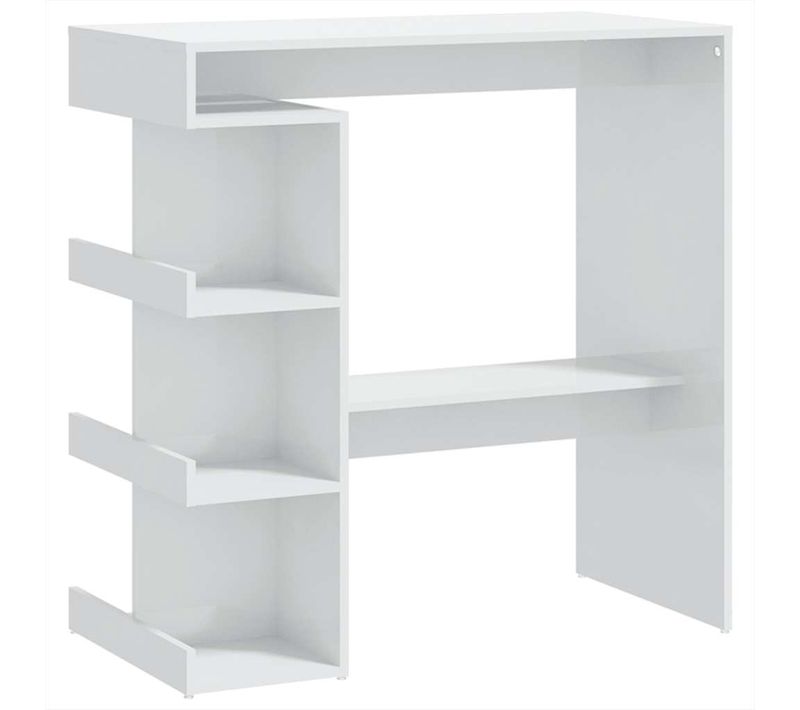 Table De Bar Étagère De Rangement Blanc Brillant 100x50x101,5cm