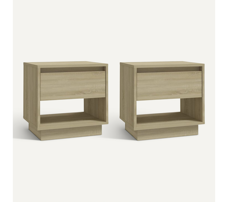 Tables De Chevet 2 Pièces Chêne Sonoma 45x34x44 Cm Bois Contreplaqué