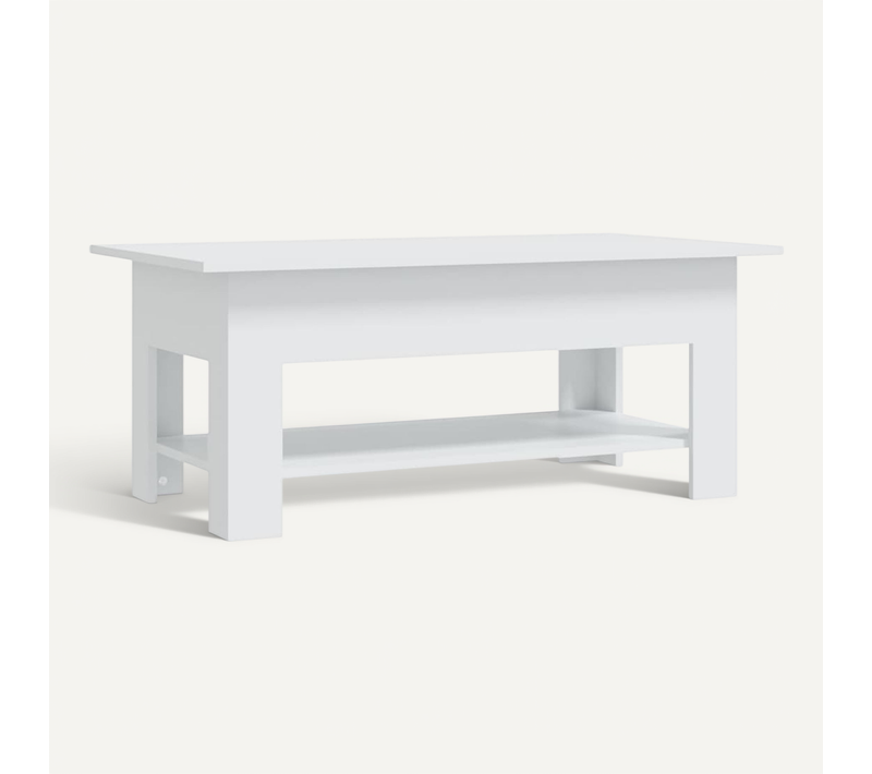 Table Basse Blanc 102x55x42 Cm Bois Contreplaqué