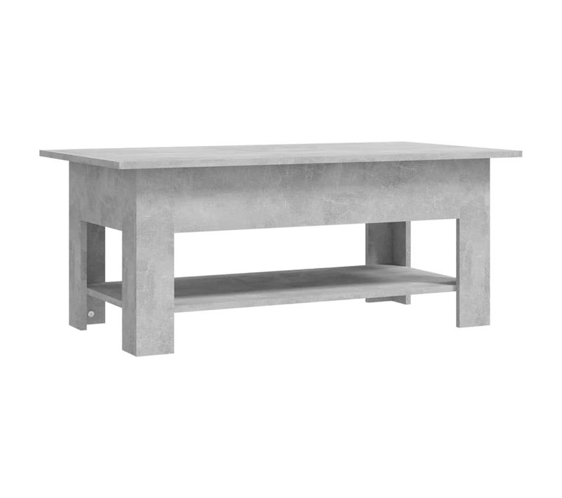 Table Basse 102 X 55 X 42 Cm En Bois Contreplaqué Gris Béton à Deux Niveaux, Design Moderne