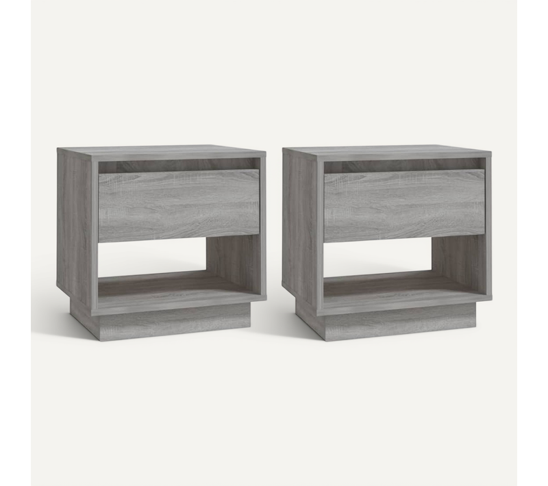 Tables De Chevet 2 Pièces Sonoma Gris 45x34x44cm Bois Contreplaqué