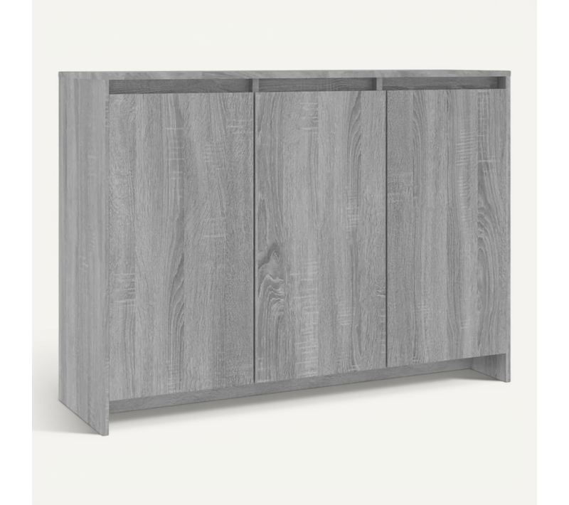 Buffet 102x33x75 Cm Bois Contreplaqué Sonoma Gris 3 Portes Meuble De Rangement