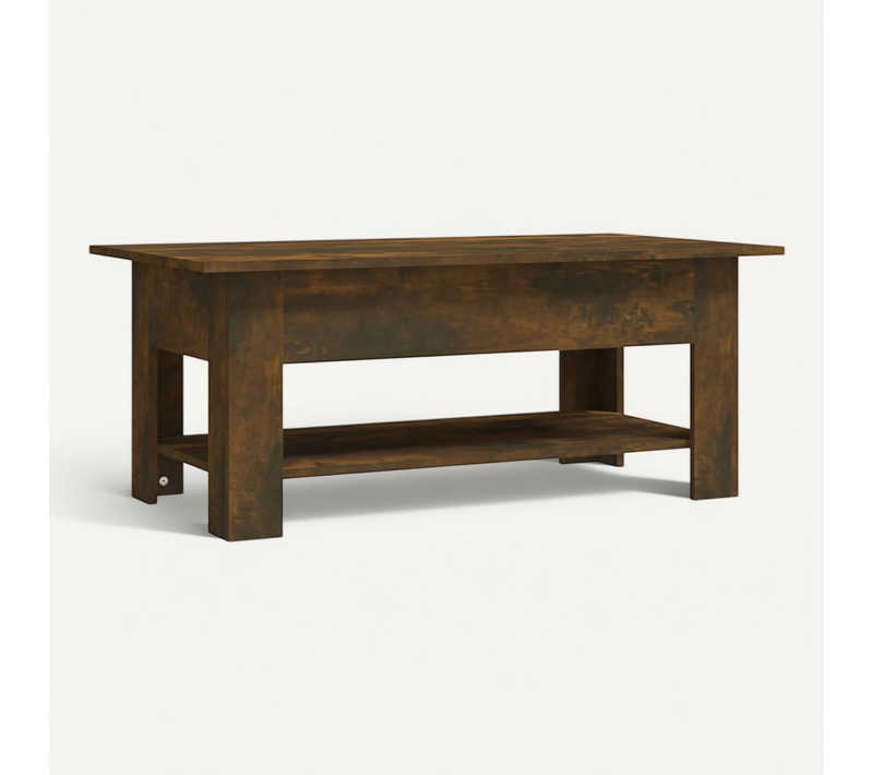 Table Basse Chêne Fumé 102x55x42 Cm Bois Contreplaqué