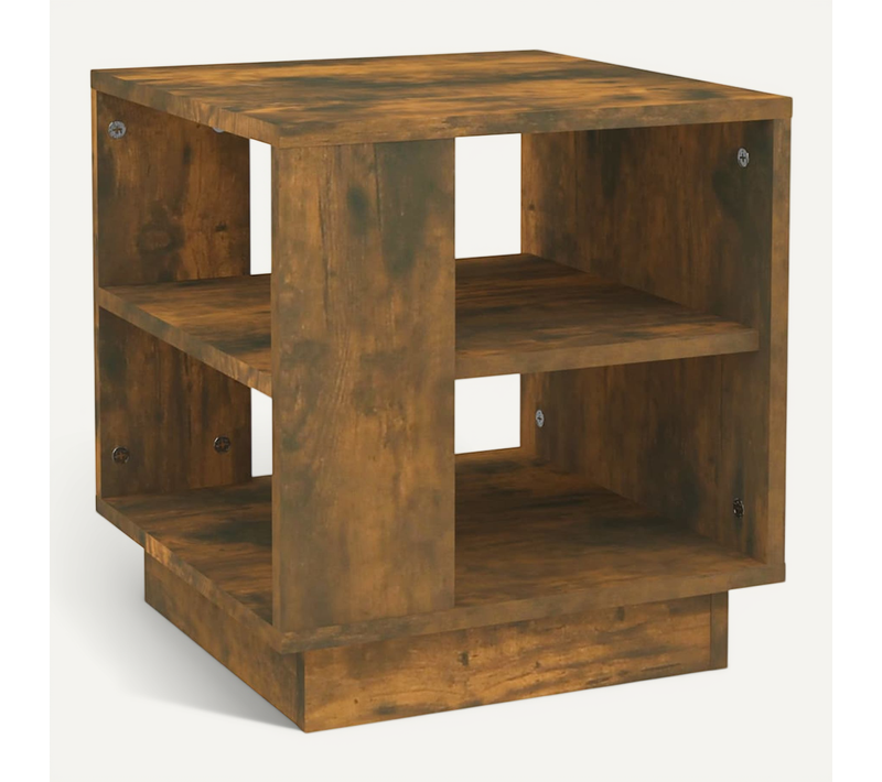 Table Basse Chêne Fumé 40x40x43 Cm Bois Contreplaqué