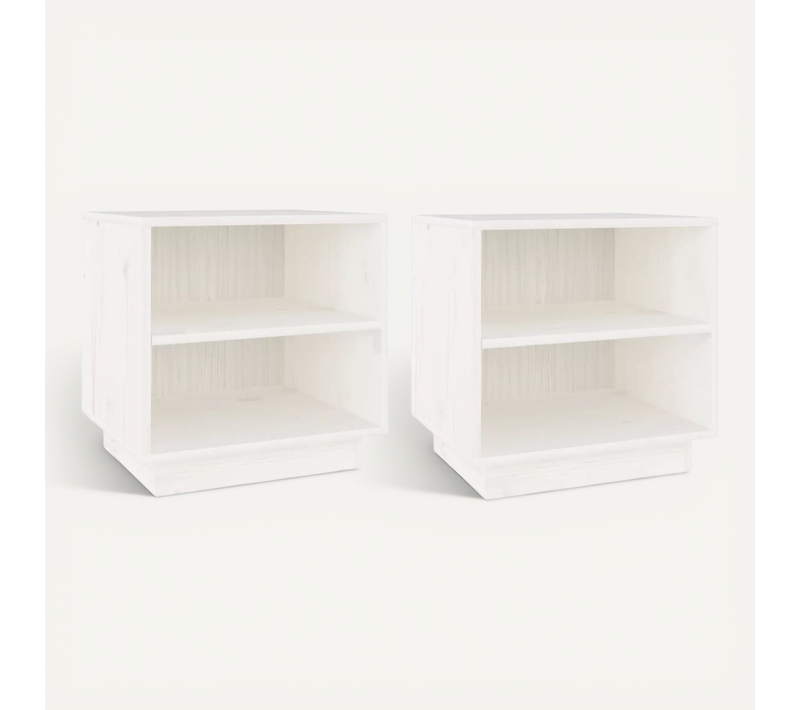 Tables De Chevet 2 Pièces Blanc 40x34x40 Cm Bois De Pin Solide