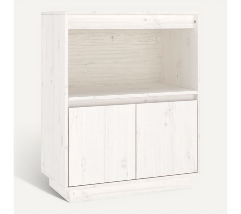 Buffet Blanc 60x34x75 Cm Bois Massif De Pin