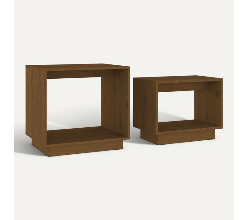 Tables Basses Gigognes 2 Pièces Marron Miel Bois De Pin Massif