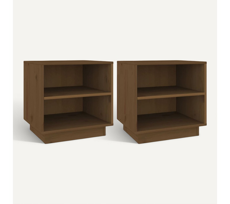 Tables De Chevet 2pcs Marron Miel 40x34x40cm Bois De Pin Solide