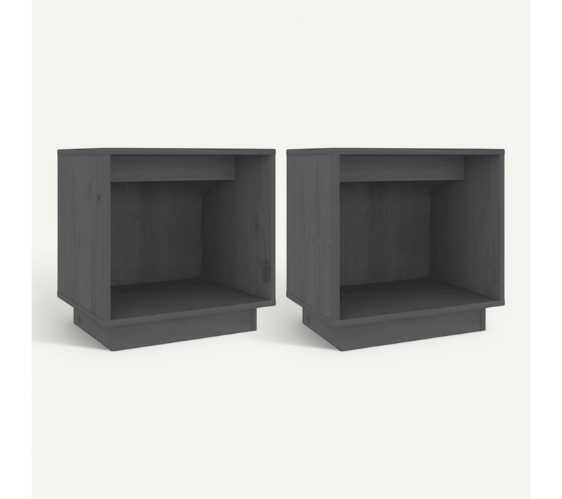 Tables De Chevet 2 Pièces Gris 40x30x40 Cm Bois De Pin Solide