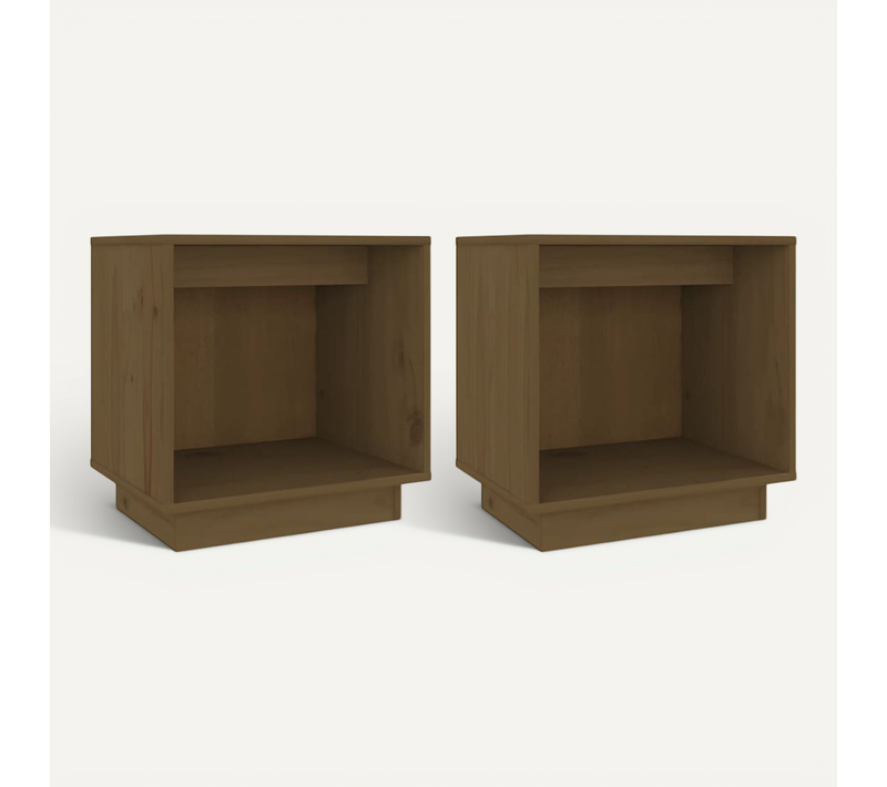 Tables De Chevet 2pcs Marron Miel 40x30x40cm Bois De Pin Solide