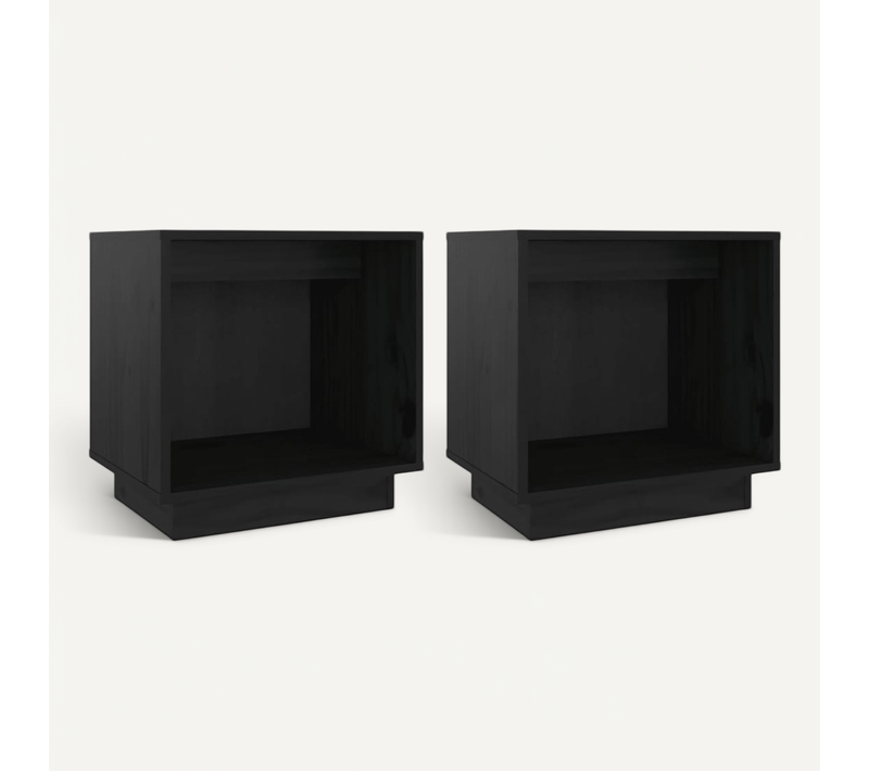 Tables De Chevet 2 Pièces Noir 40x30x40 Cm Bois De Pin Solide