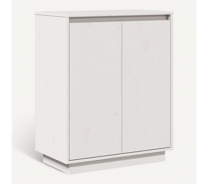 Buffet Blanc 60x34x75 Cm Bois Massif De Pin