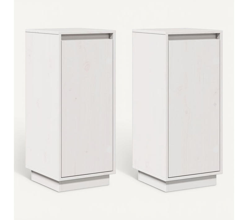 Buffets 2 Pièces Blanc 31,5x34x75 Cm Bois Massif De Pin