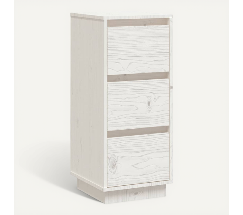 Buffet Blanc 32x34x75 Cm Bois Massif De Pin