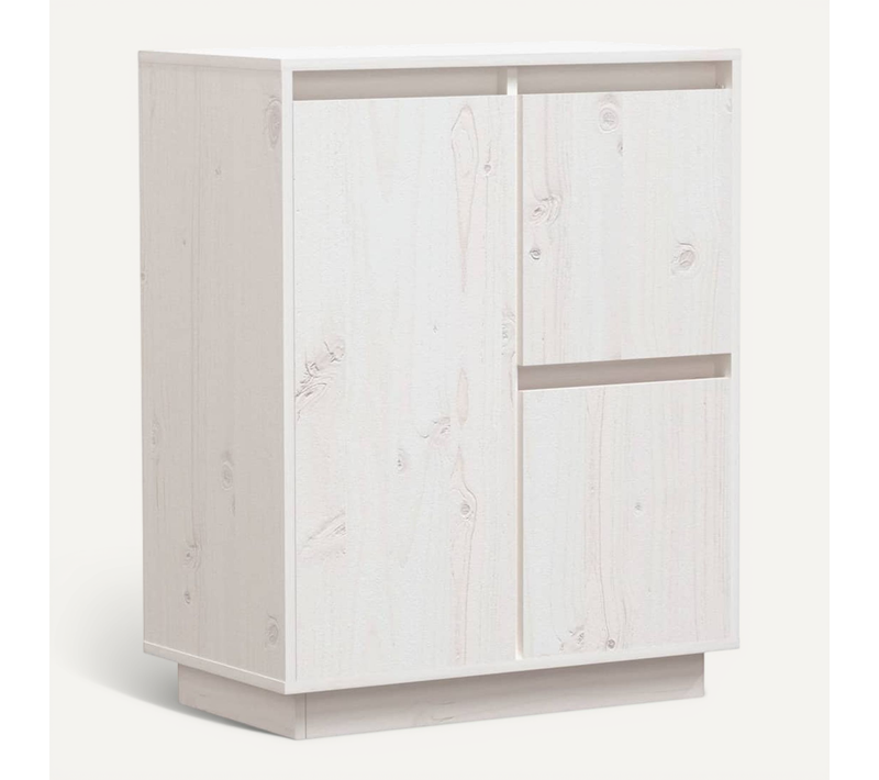 Buffet Blanc 60x34x75 Cm Bois Massif De Pin