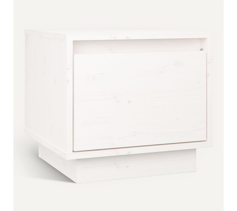Table De Chevet Blanc 35x34x32 Cm Bois De Pin Solide