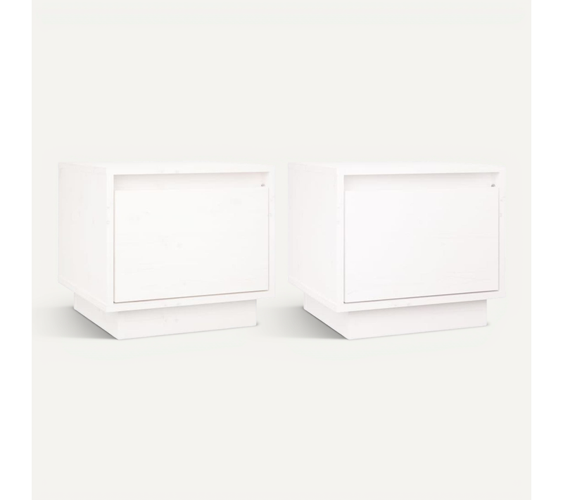 Tables De Chevet 2 Pièces Blanc 35x34x32 Cm Bois De Pin Solide
