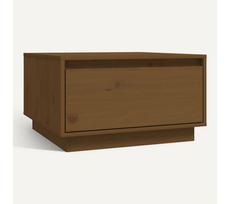 Table Basse Marron Miel 55x56x32 Cm Bois Massif De Pin