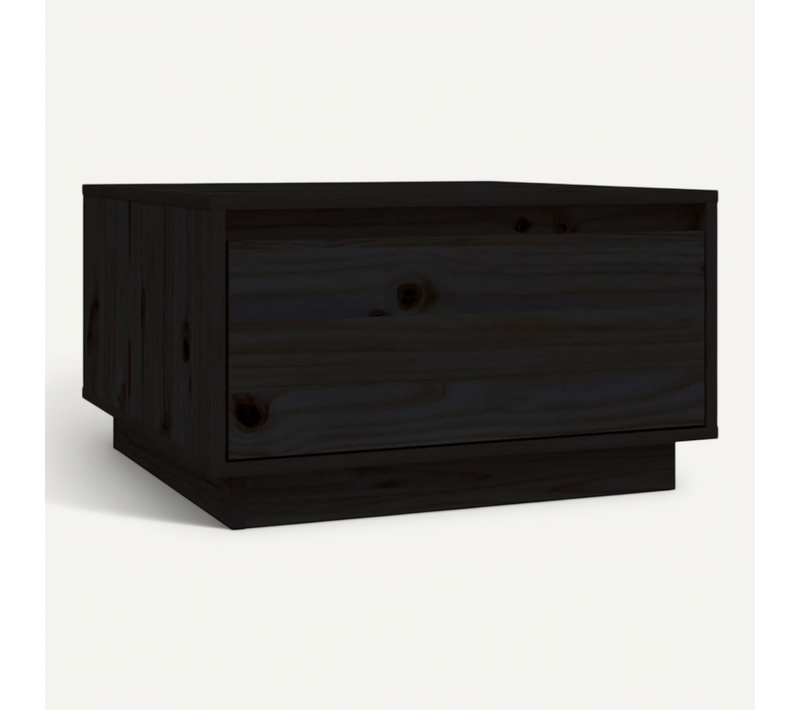 Table Basse Noir 55x56x32 Cm Bois Massif De Pin