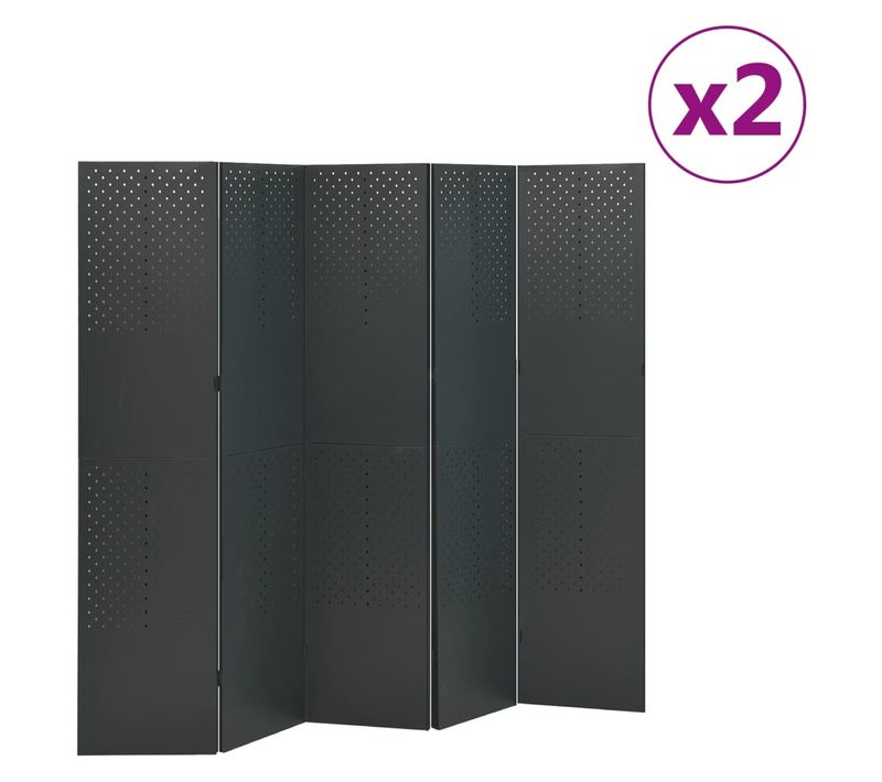 Paravent 5 Panneaux 2 PCs Anthracite 200x180 Cm