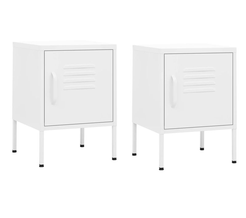 Tables De Chevet 2 Pièces Blanc 35x35x51 Cm Acier