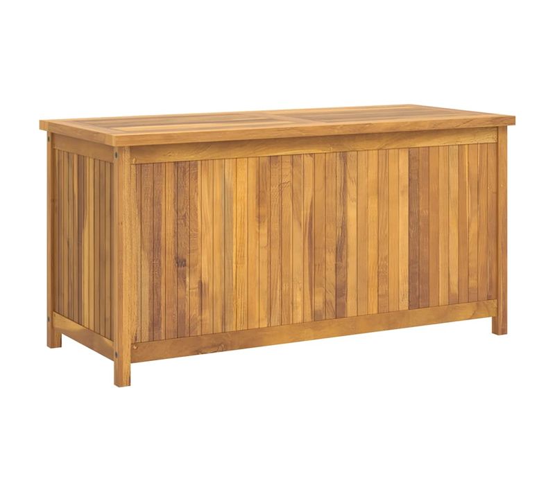 Boîte De Jardin 114x50x58 Cm Bois Massif De Teck Rangement Coffre De Stockage Organisateur