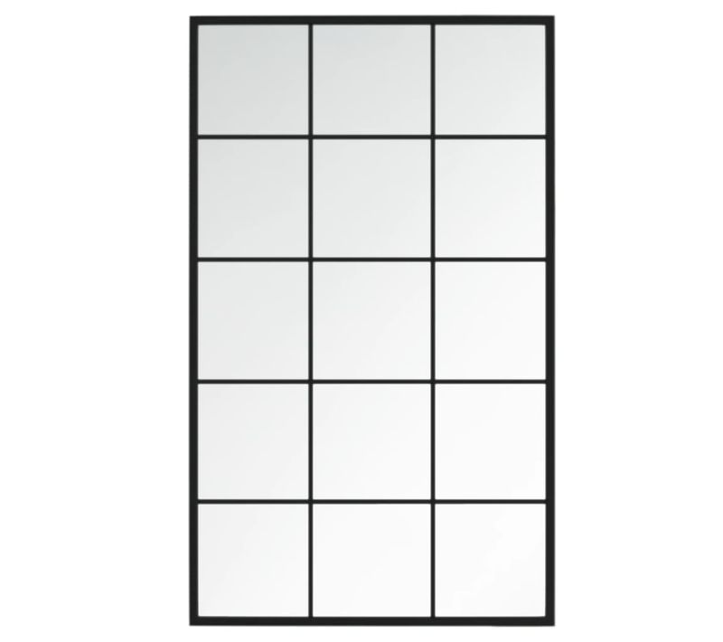 Miroir Mural 100x60 Cm Métal Noir Cadre Fixation