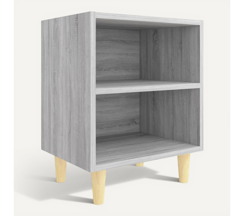 Table De Chevet Avec Pieds En Bois Sonoma Gris 40x30x50 Cm