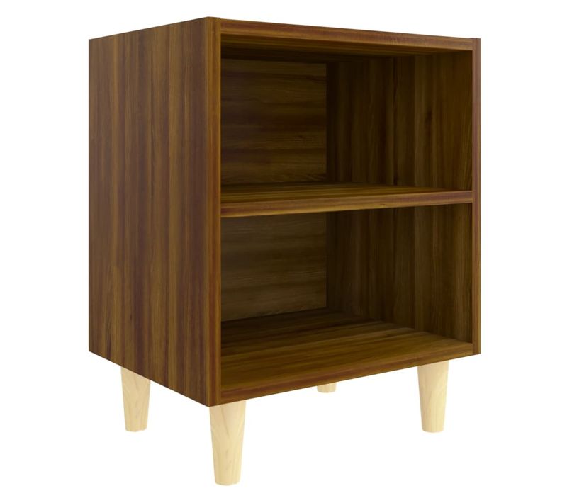 Table De Chevet Avec Pieds En Bois Chêne Marron 40x30x50 Cm