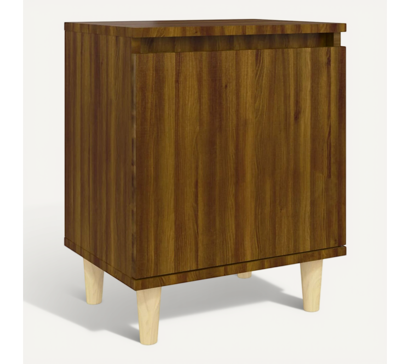 Table De Chevet Avec Pieds En Bois Chêne Marron 40x30x50 Cm