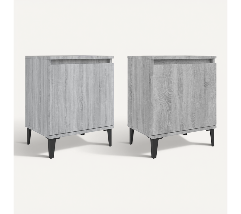 Tables De Chevet Avec Pieds En Métal Sonoma Gris 40x30x50 Cm