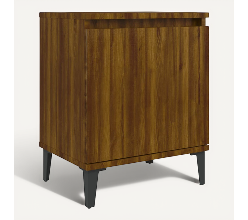 Table De Chevet Avec Pieds En Métal Chêne Marron 40x30x50 Cm