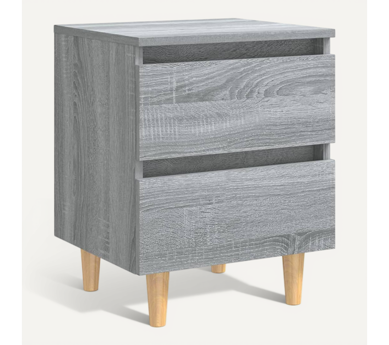 Table De Chevet Avec Pieds En Bois Sonoma Gris 40x35x50 Cm