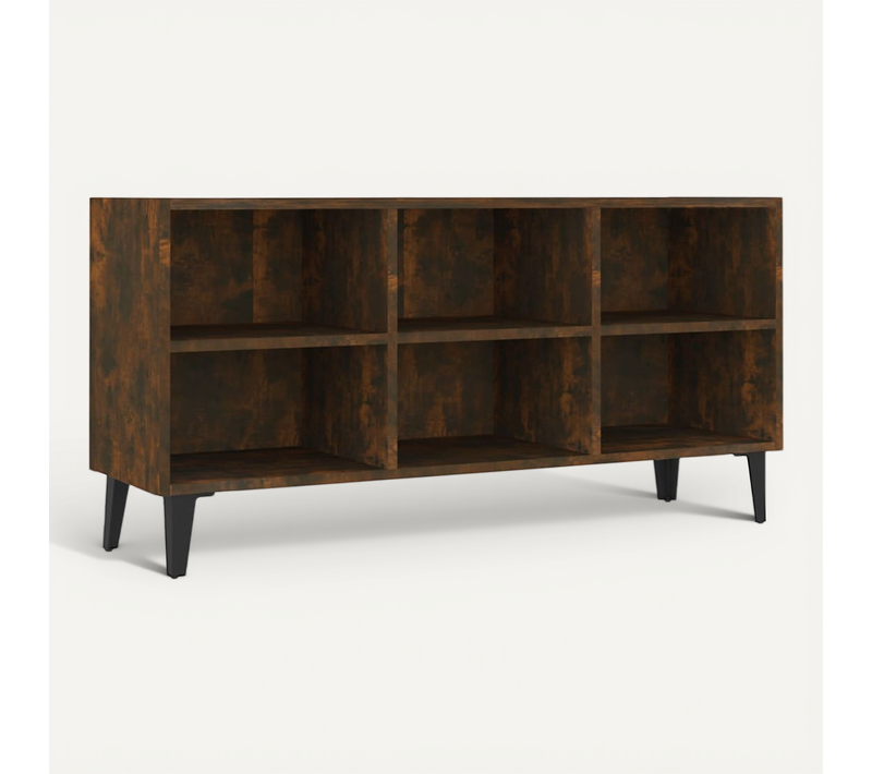 Meuble TV Avec Pieds En Métal Chêne Fumé 103,5x30x50 Cm