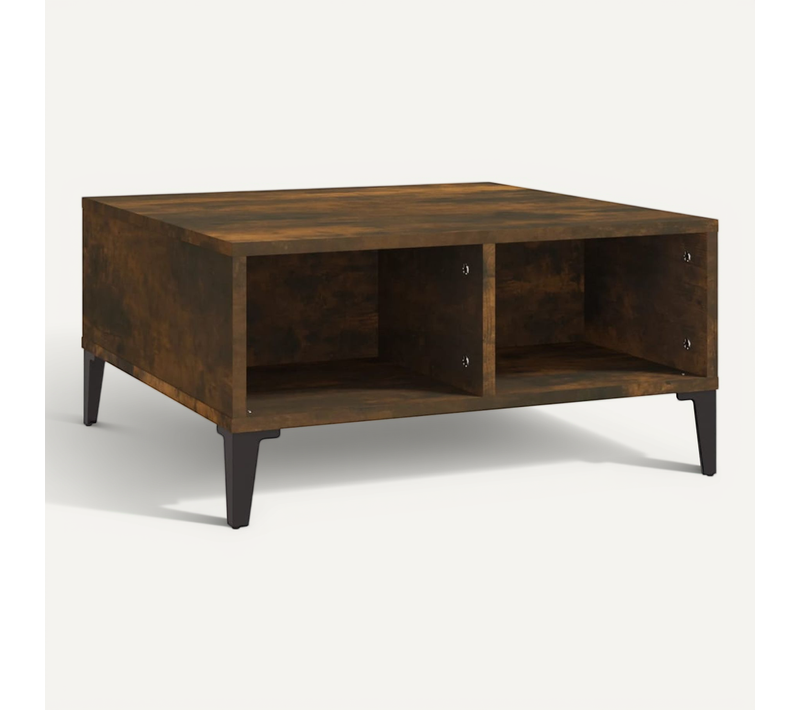 Table Basse Chêne Fumé 60x60x30 Cm Bois Contreplaqué