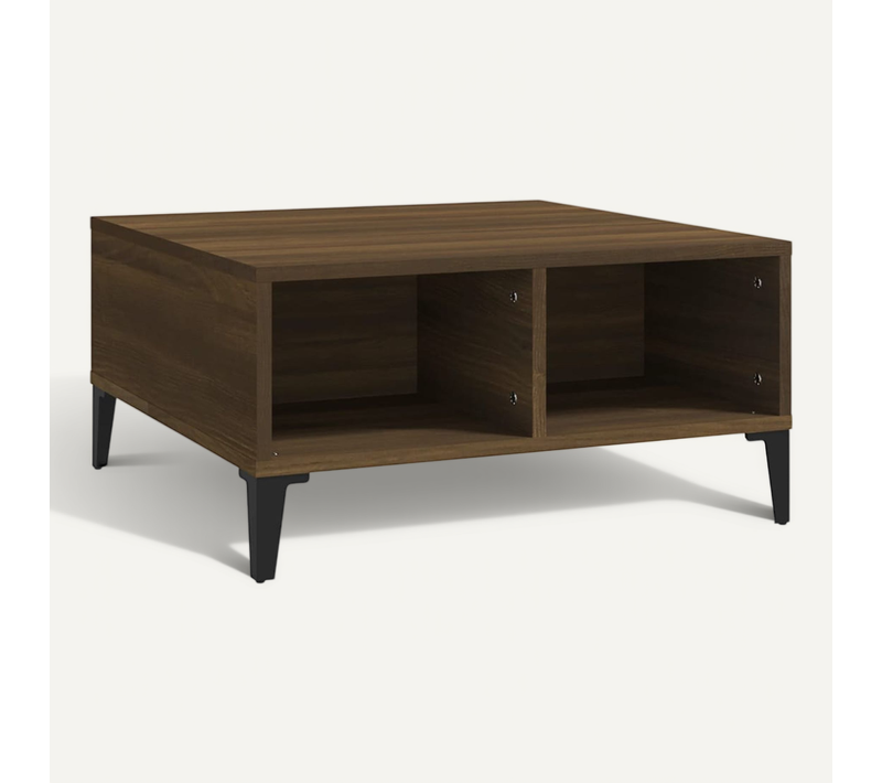 Table Basse Chêne Marron 60x60x30 Cm Bois Contreplaqué