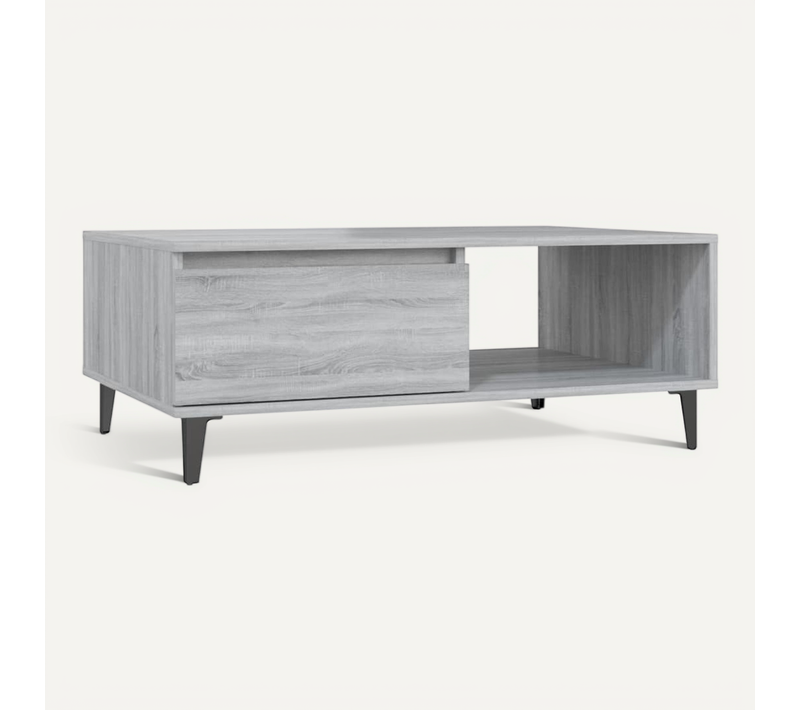 Table Basse Sonoma Gris 90x60x35 Cm Bois Contreplaqué