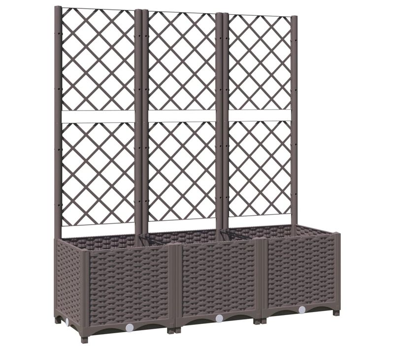 Jardinière Avec Treillis Marron 120x40x136 Cm Pp Pot à Plantes Boîte à Fleurs Jardin Patio